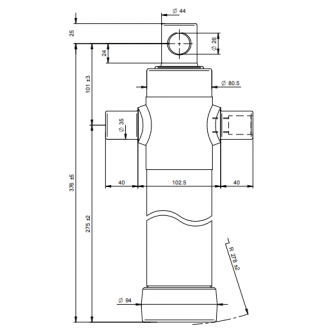 Teleskopski cilinder 2 stopnje 3,5 ton 525mm z luknjo 2021F